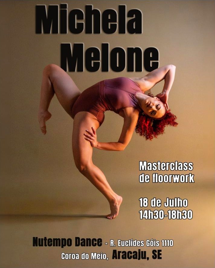 Flyer for Michela Melone floorwork masterclass at Nutempo Dance, Aracaju