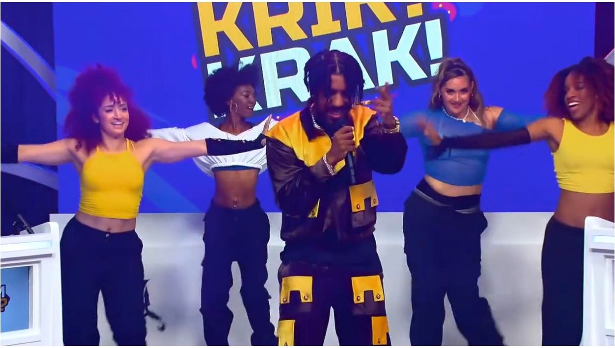 On set, Krik? Krak! game show, Michela Melone